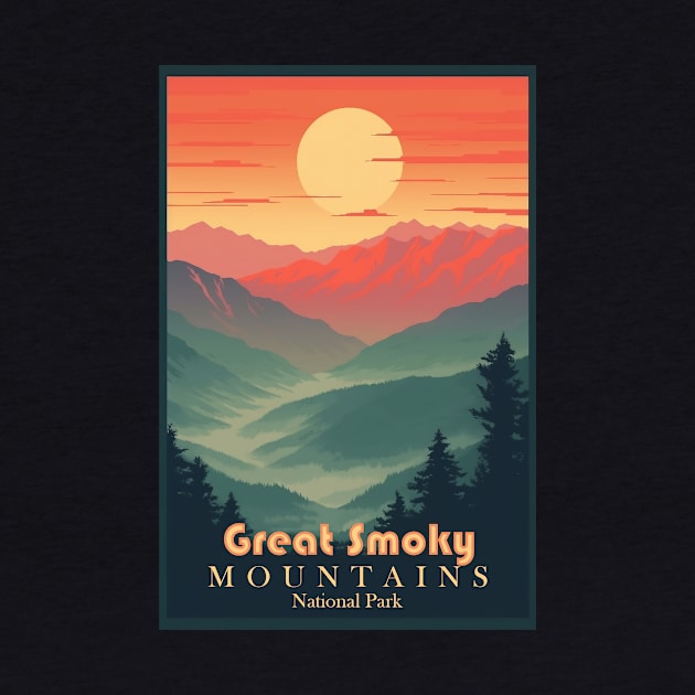 Great Smoky Mountains national park vintage travel poster by GreenMary Design